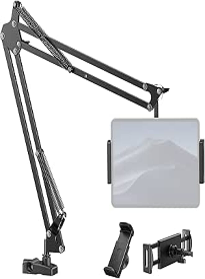 InnoGear Tablet Stand, Tablet Holder Adjustable Phone Holder Mount for Desk Bed 2 Clamps with Swivel Ball Head Overhead for iPad Kindle Switch Graphics Tablets
